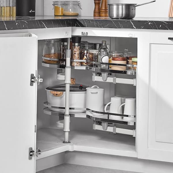 Swing Right Blind Corner Cabinet Pull Out for 36 in. Cabinet 2-Tier Swing Tray Soft Close Cloud Blind Organizer