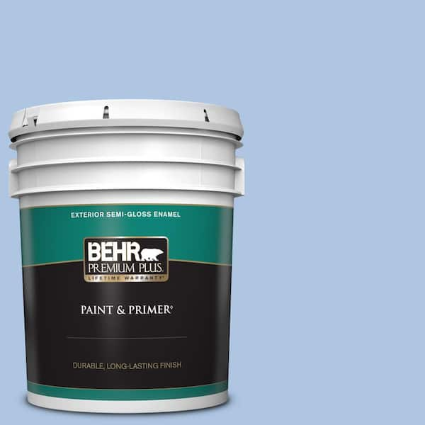 BEHR PREMIUM PLUS 5 gal. #580B-4 Ocean Dream Semi-Gloss Enamel Exterior Paint & Primer