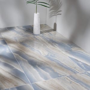 Selene Opera Blue 24 in. x 48 in. Polished Porcelain Floor and Wall Tile (15.49 sq. ft. / Case)