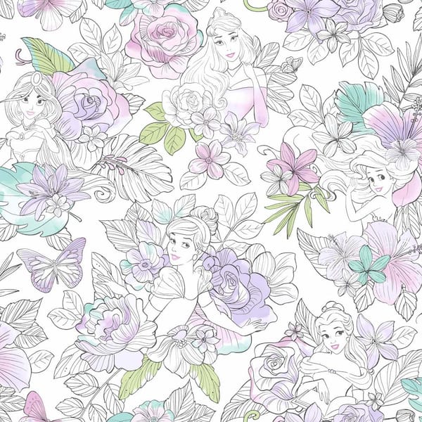 York Wallcoverings 56 sq. ft. Disney Princess Royal Floral Wallpaper