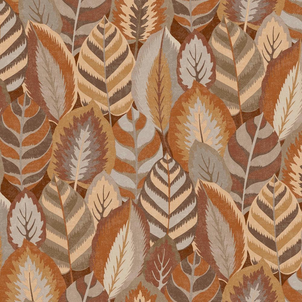 Arty Leaves Brown Matte Non-Pasted Vinyl Wallpaper