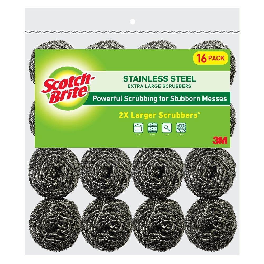 Scotch-Brite 2 in. x 2 in. Stainless Steel Scrubbers (16-Pack) 84-16 - The  Home Depot