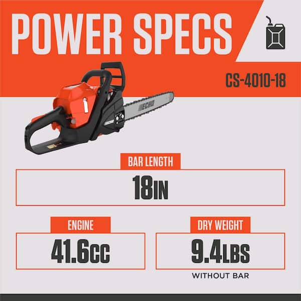 ECHO 18 in. 41.6 cc 2-Stroke Gas Rear Handle Chainsaw CS-4010-18