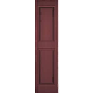 12 in. x 35 in. Lifetime Vinyl Custom Two Equal Raised Panel Shutters Pair Wineberry