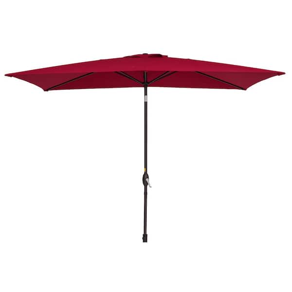 Inner Decor Edna 10 ft. x 6.5 ft. Steel Rectangular Market Tilt Patio Umbrella in Red without Base