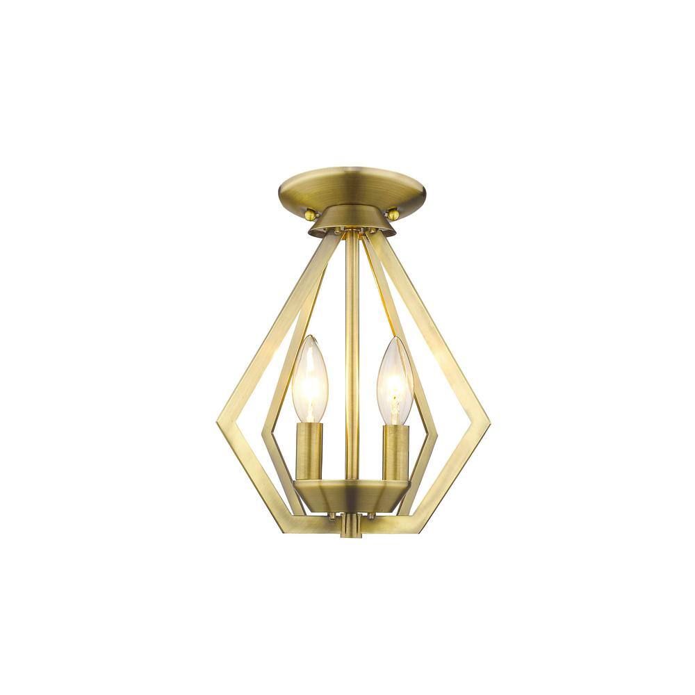 Mini Geometric Brass Pendant Light with Steel Frame