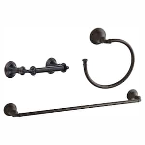 Devonshire 3-Piece Hardware Bundle with Towel Bar, Towel Ring and Toilet Paper Holder in Oil Rubbed Bronze