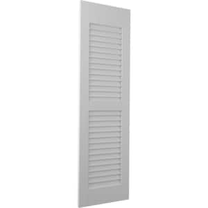 15 in. W x 75 in. H Americraft 2-Equal Louver Exterior Real Wood Shutters Pair in Primed