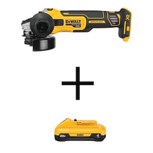 20V MAX XR Cordless Brushless 4-1/2 in. Slide Switch Small Angle Grinder with Kickback Brake with Compact 4.0Ah Battery