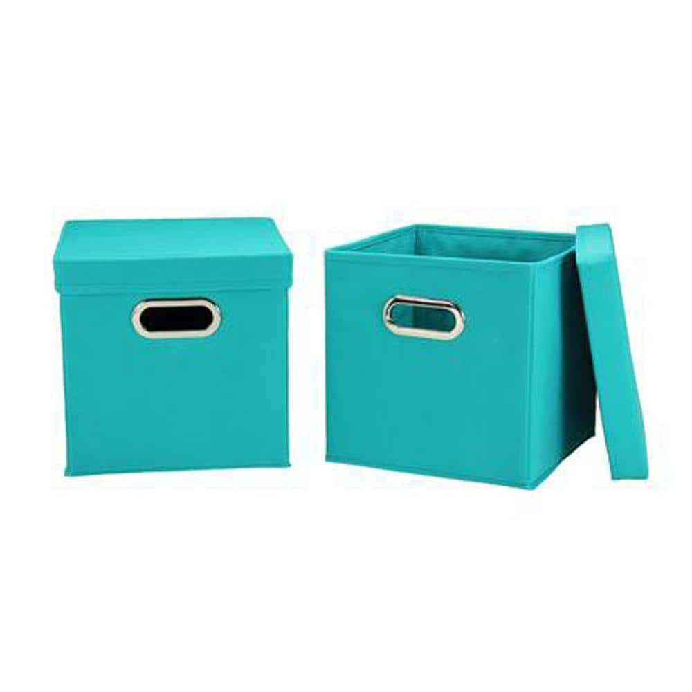 HOUSEHOLD ESSENTIALS 11 in. H x 11 in. W x 11 in. D Blue Fabric 1-Cube Organizer