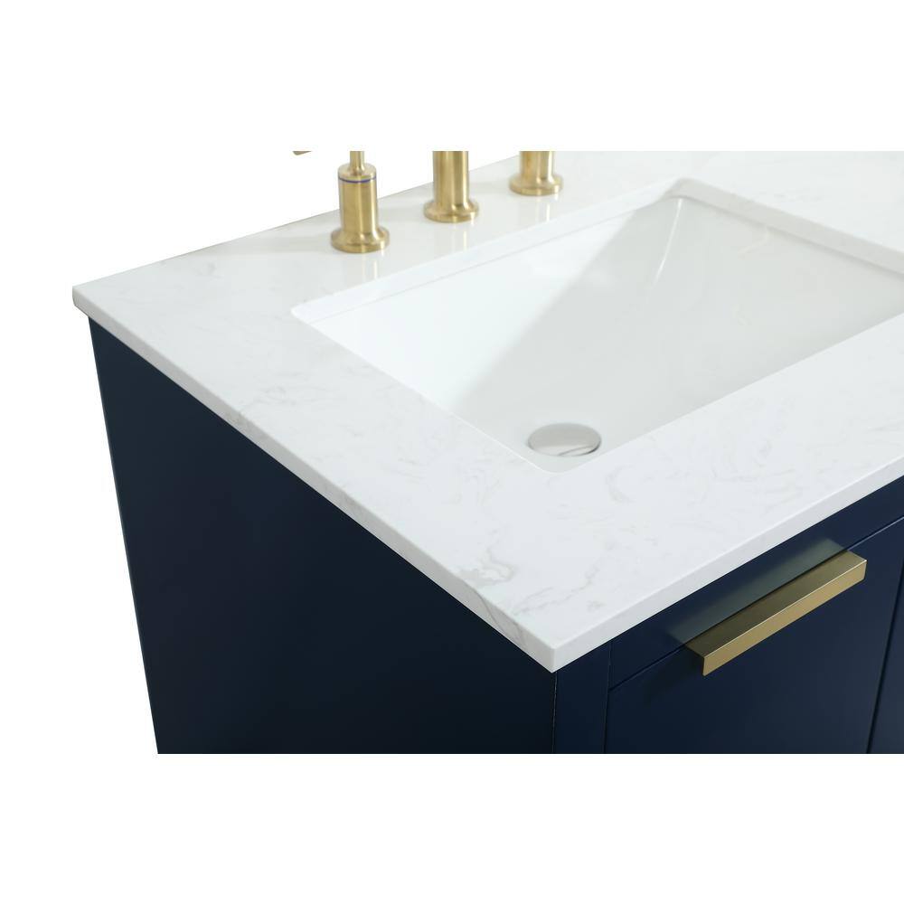 Blake 60" Blue MDF Double Bathroom Vanity with Gold Hardware