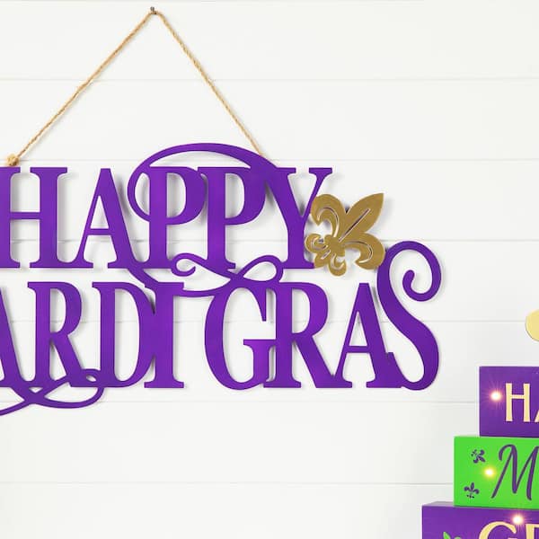 Glitzhome 11 .5 in. H Metal Happy Mardi Gras Wall Decor