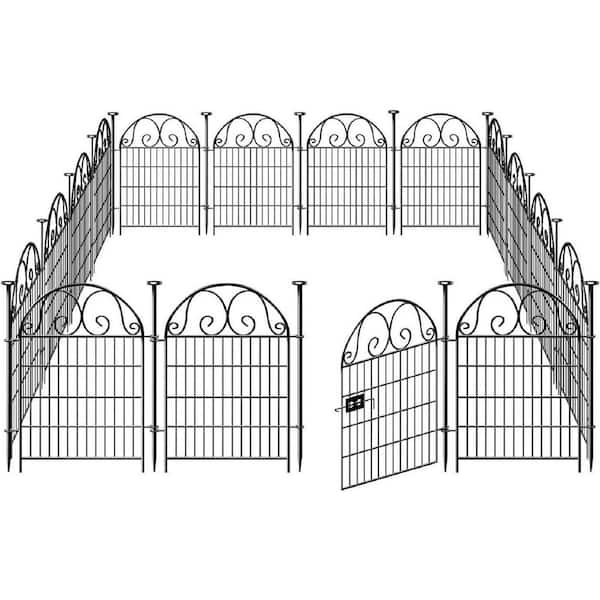 40 in. Metal Decorative Garden Fence with Gate, Reusable Defense Fence for Outdoor Yard