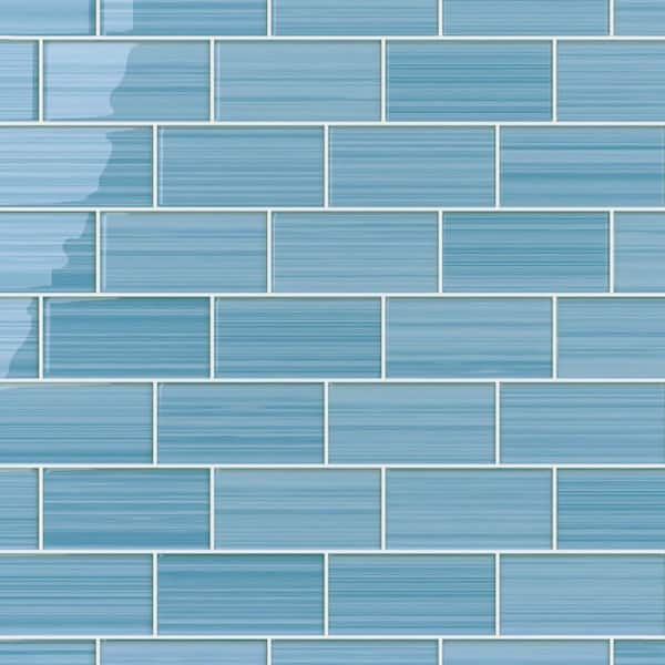 Bodesi Hand Painted Rectangular 3 in. x 6 in. Astoria Blue 40 Glass tile (10 sq. ft./per Case)