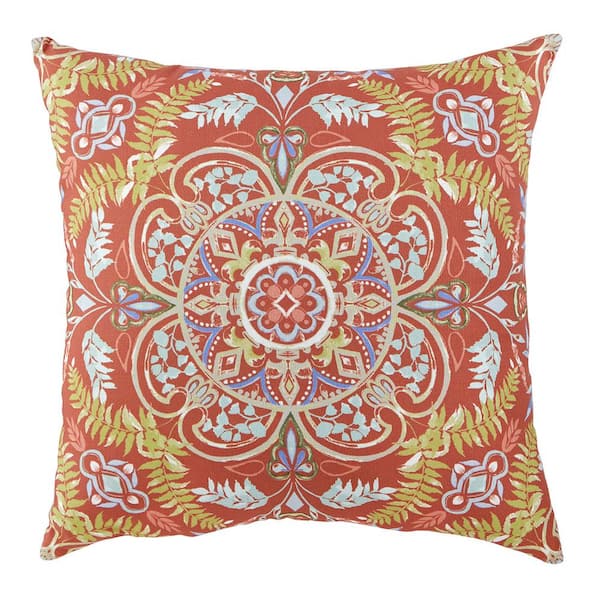 Hampton Bay 18 in. x 18 in. Sienna Medallion Square Outdoor Throw ...