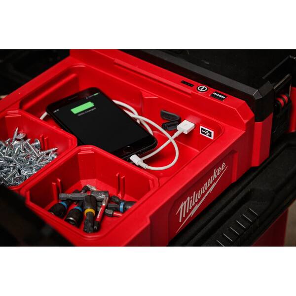 Milwaukee M12 12V Lithium-Ion Cordless PACKOUT Flood Light and M18 FUEL 1 in. SDS-Plus Rotary Hammer/Dust Extractor Kit