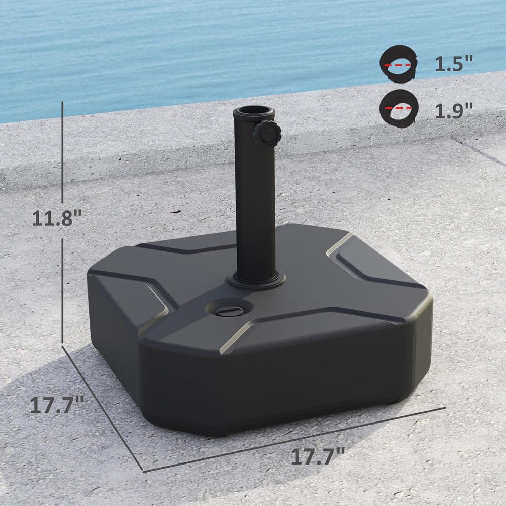 Black HDPE Plastic Fillable Patio Umbrella Base Holder
