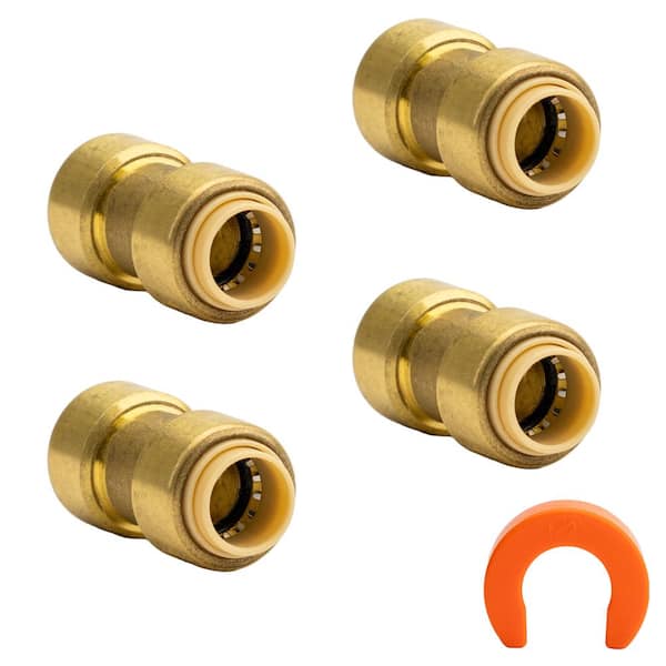 QUICKFITTING 3/8 in. Brass Push-to-Connect Coupling Fitting with Disconnect Tool (4-Pack)