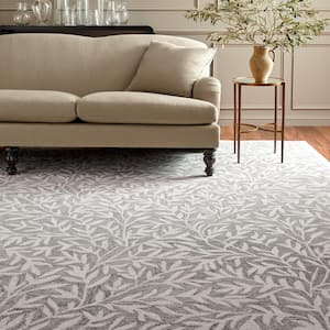 Martha Stewart Gray/Ivory 8 ft. x 10 ft. Border Abstract Floral Area Rug
