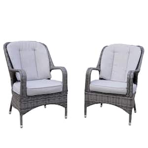 Bill Gray Wicker Outdoor Chair with Gray Cushions (2-Pack)