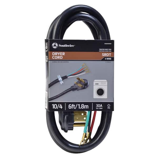 Southwire 6 ft. 10/4 Round Dryer Cord in Black