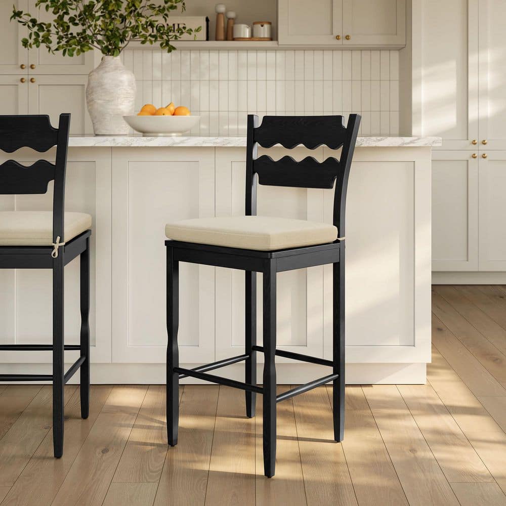 テーブル・チェア・ハンモック 1/f.space black lighting boa MODWAY Jax Vintage 43 in. H Inspired Oak Wood Bar Stool with Wavy