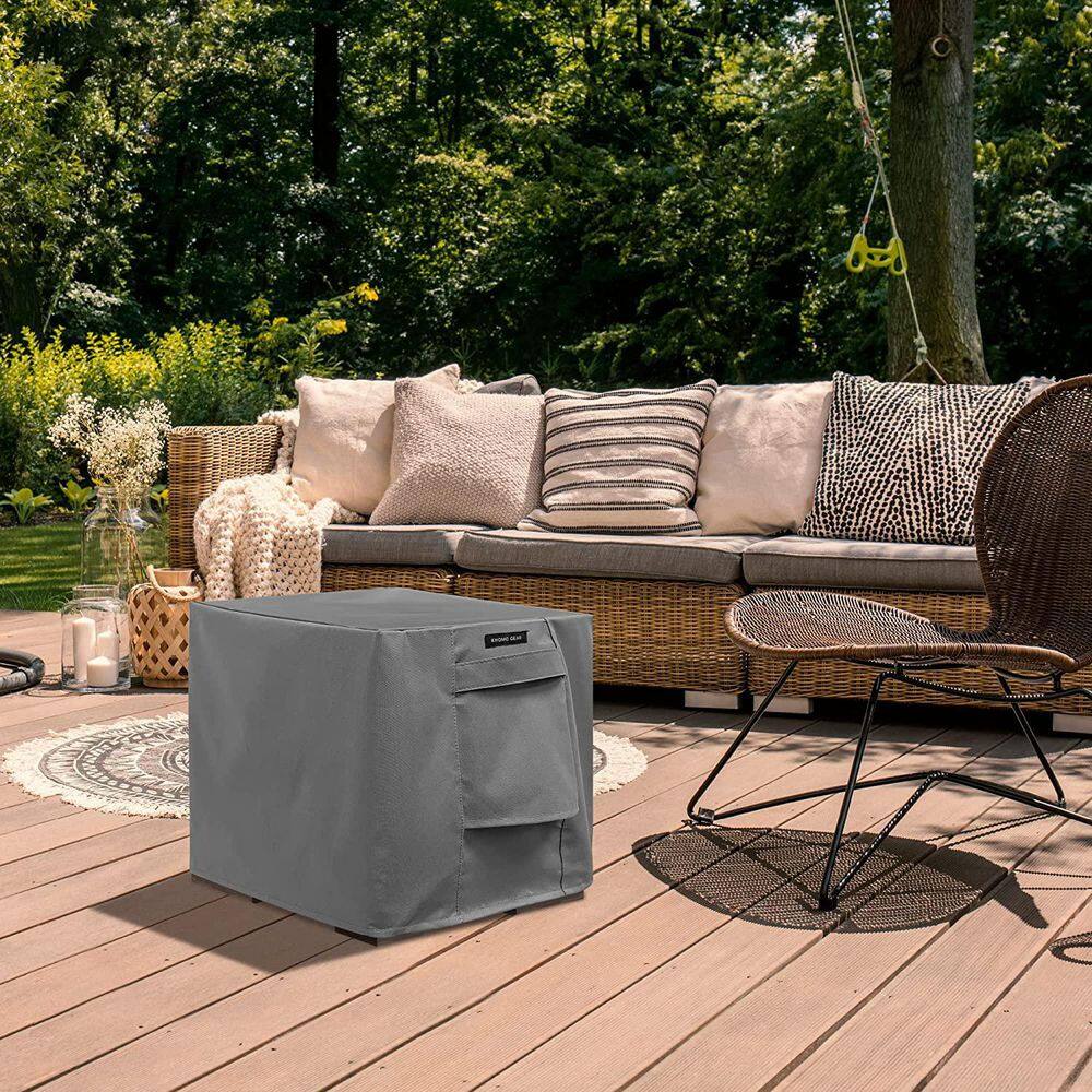 Gray Heavy Duty Polyester Outdoor Side Table Cover with Air Vent