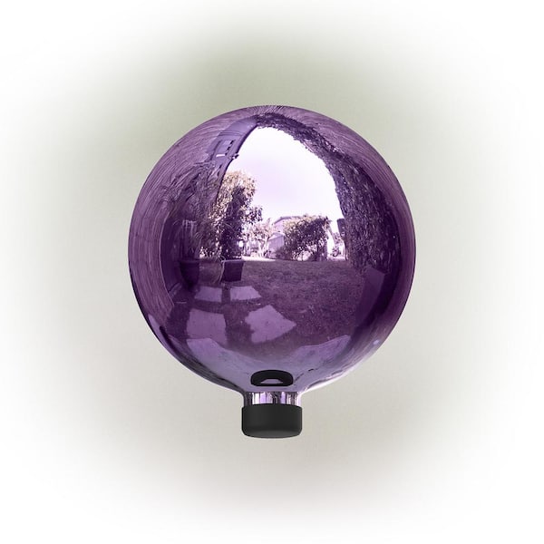 Alpine Corporation 10 in. Dia Indoor/Outdoor Glass Gazing Globe Festive Yard Decor, Dark Purple