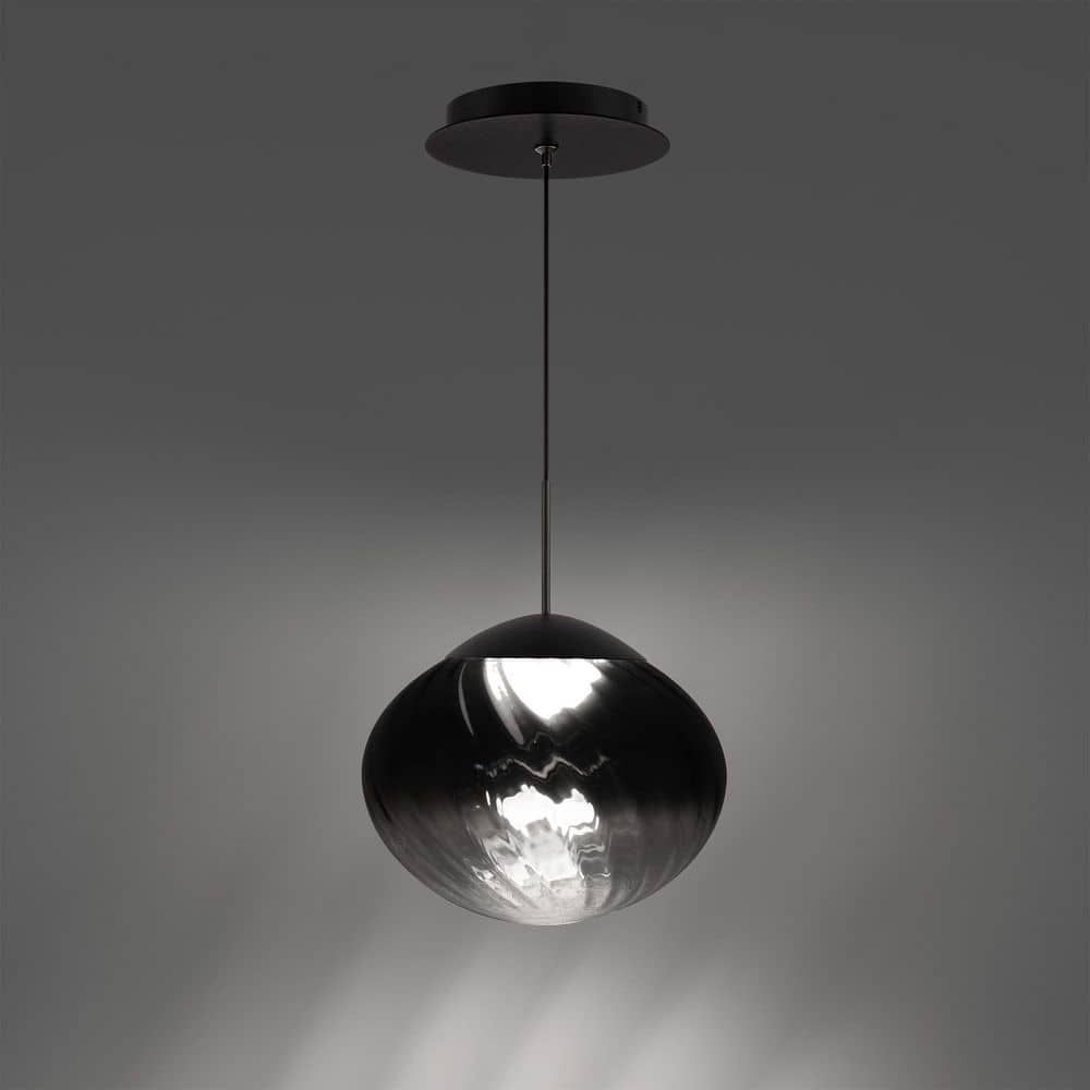 Swayzey 14 in. 1-Light Black/Smoke Glass Indoor Mini-Pendant Light Integrated LED 4CCT price history on PriceWatchPro
