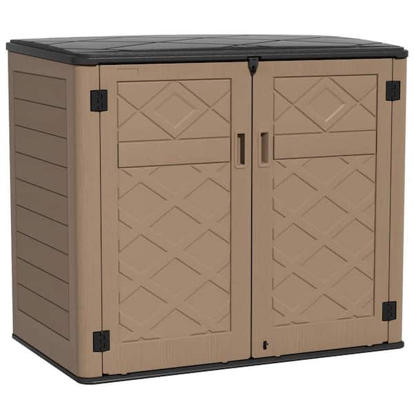 4 ft. 5 in. W x 2 ft. 10.3 in. D x 3 ft. 11 in H Large Plastic Resin Outdoor Storage Cabinet Shed with 2-Shelves