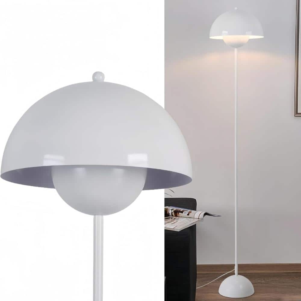 63 in Modern Metal Floor Lamp with Light White Flowerpot Shade, Industrial Standing Light for Living Room Bedroom Office price history on PriceWatchPro