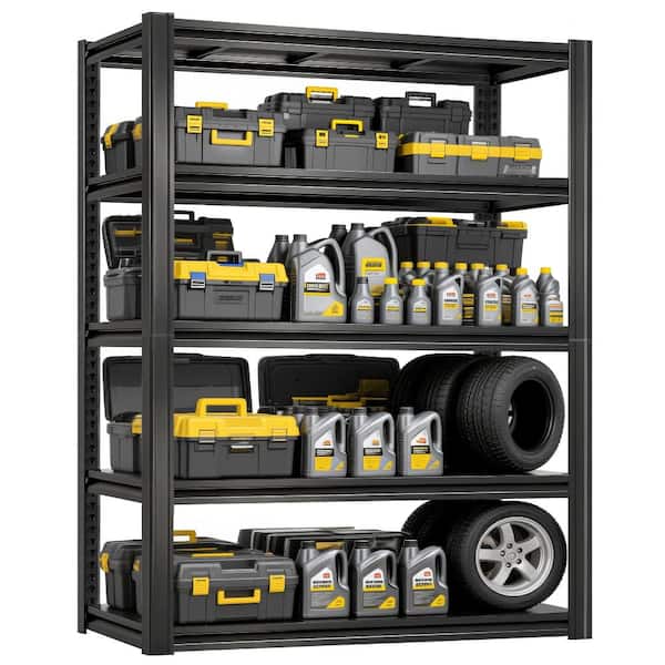 5-Tiers Steel Heavy Duty Freestanding Garage Storage Shelving Unit in Black (47.2 in. W x 72 in. H x 23.6 in. D)