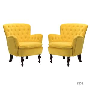 Isabella Yellow Tufted Accent Chair (Set of 2)