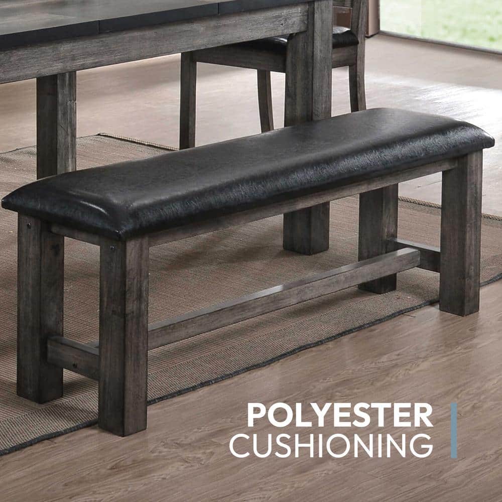 Rustic Gray Oak 8-Piece Dining Set with High-Back Chairs and Bench