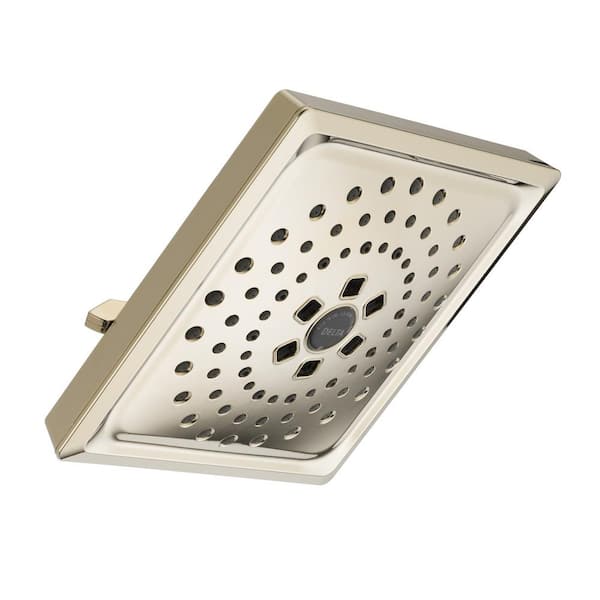 Delta 3-Spray Patterns 1.75 GPM 7.63 in. Wall Mount Fixed Shower Head with H2Okinetic in Lumicoat Polished Nickel
