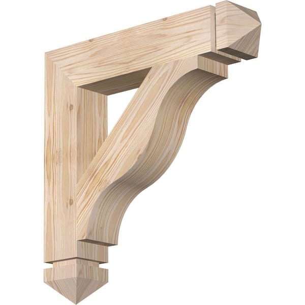 Ekena Millwork 3.5 in. x 20 in. x 20 in. Douglas Fir Funston Arts and Crafts Smooth Bracket