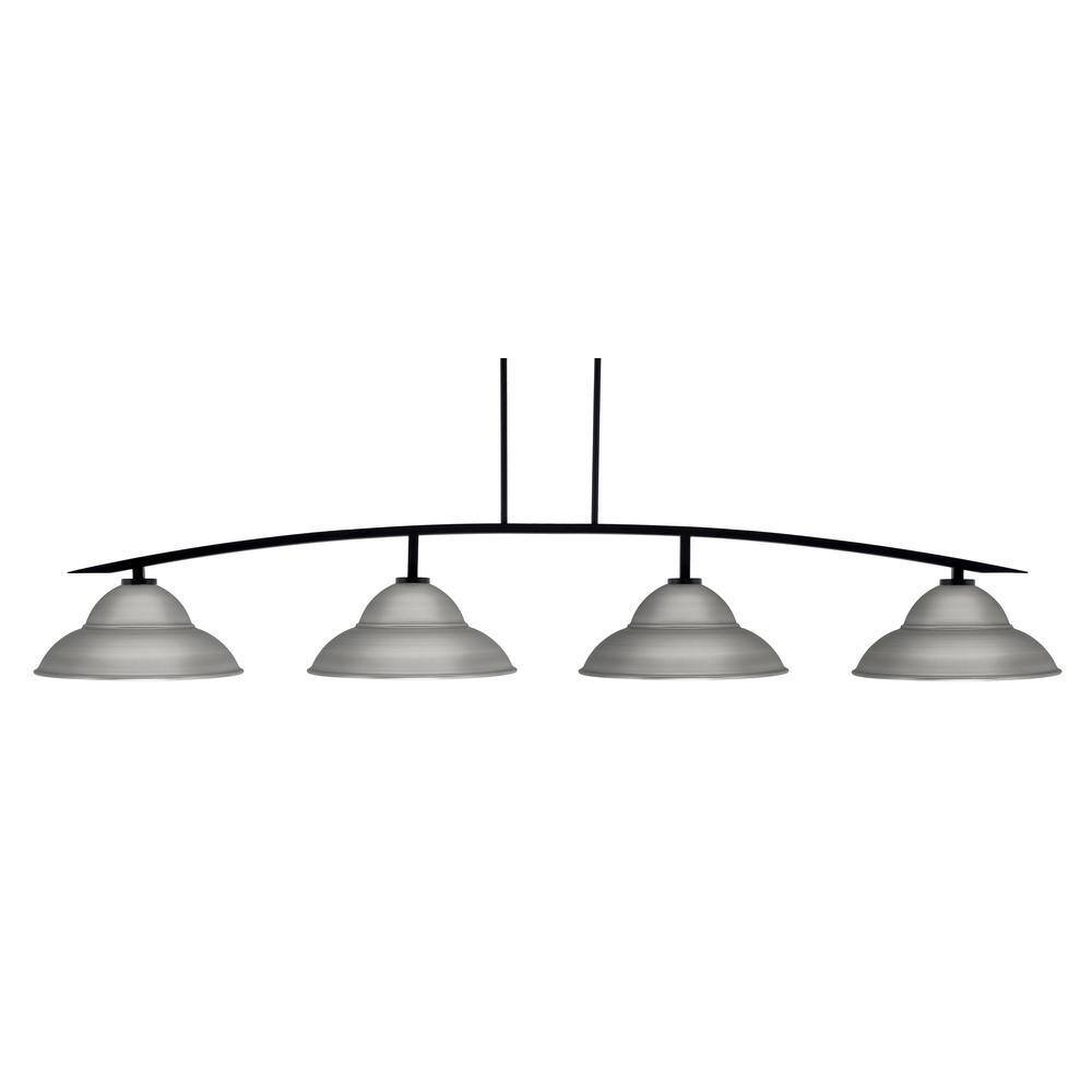 Siena 4-Light Matte Black Billiard Light with 16 in. Graphite Metal Shades 