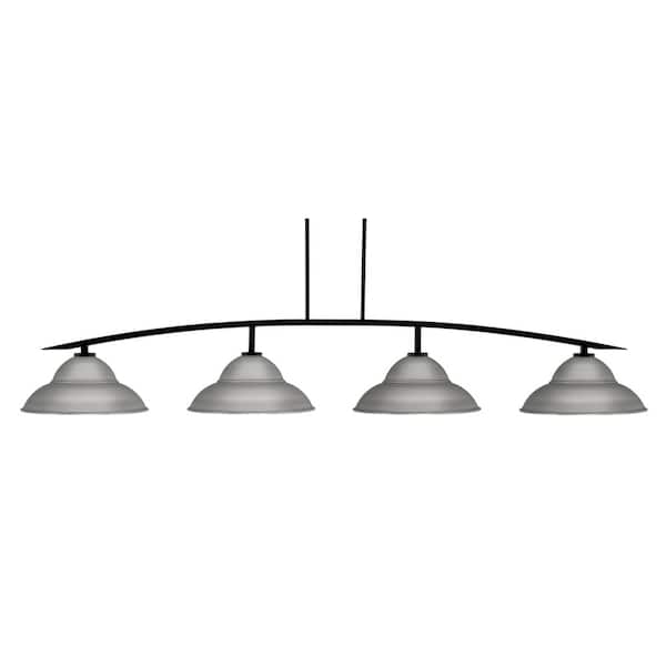 Unbranded Siena 4-Light Matte Black Billiard Light with 16 in. Graphite Metal Shades no bulbs included