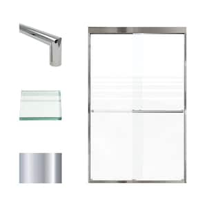 Frederick 47 in. W x 76 in. H Sliding Semi-Frameless Shower Door in Polished Chrome with Frosted Glass