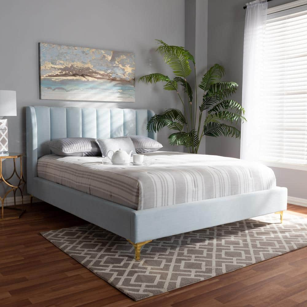 Baxton Studio Saverio Light Blue Queen Platform Bed 156 9100 HD