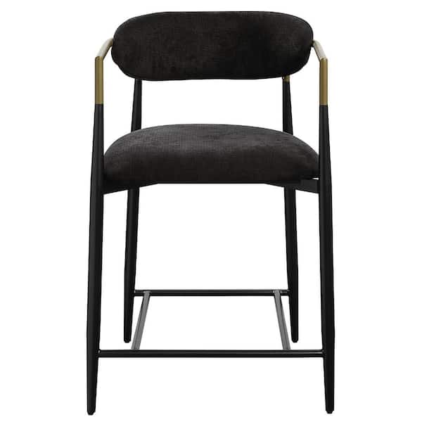 Acme Furniture Jaramillo Black Chenille and Black Finish Chenille