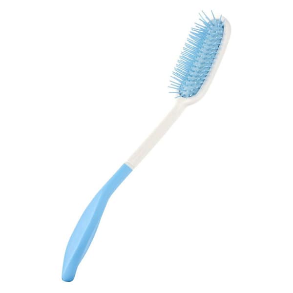 14 Long Handle Hairbrush Non-Slip Ergonomic Design for Elderly Disabled Bath Accessories Blue and White