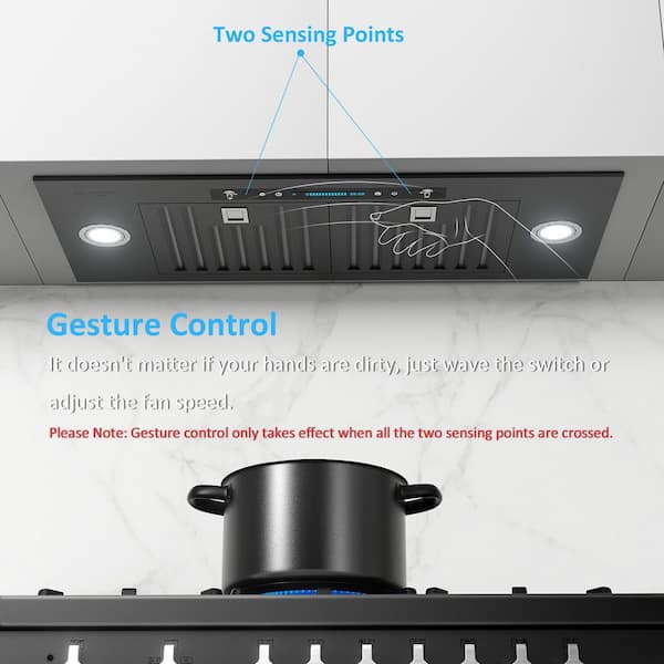 36 Inch Under Cabinet Range Hood with 900-CFM, 4 Speed Gesture  Sensing&Touch Control Panel, Stainless Steel Kitchen Vent