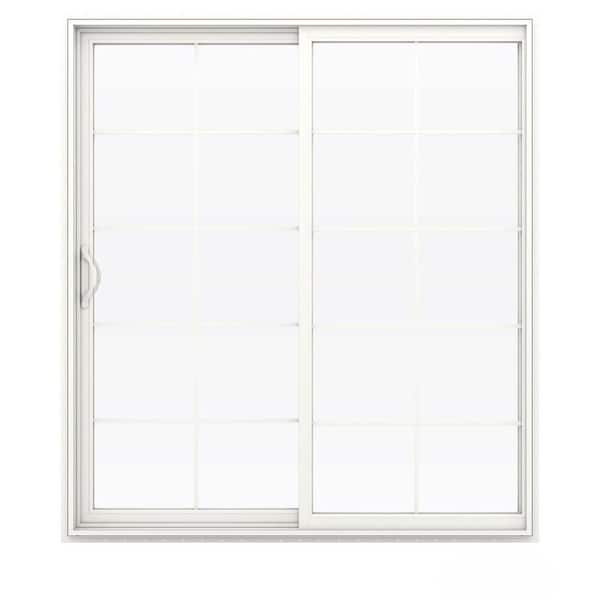 JELD-WEN 72 in. x 80 in. V-2500 White Vinyl Left-Hand 10 Lite Sliding Patio Door w/White Interior