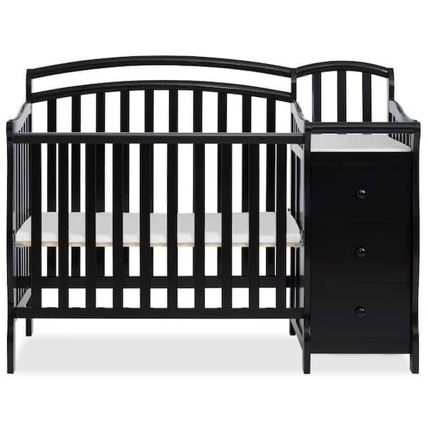 Casco 4-in-1 Black Mini Crib and Changing Table