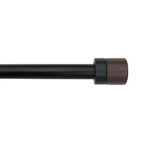 36 in. - 66 in. Telescoping 3/4 in. Single Curtain Rod Kit in Matte Black with Wood Cap Finials
