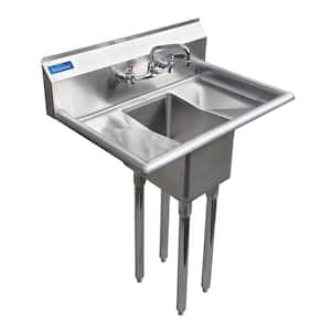 20 in. x 30 in. Stainless Steel One Compartment Utility Sink with Left and Right Drainboards. Faucet Included.