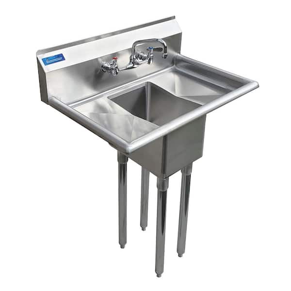 AMGOOD 20 in. x 30 in. Stainless Steel One Compartment Utility Sink with Left and Right Drainboards. Faucet Included.