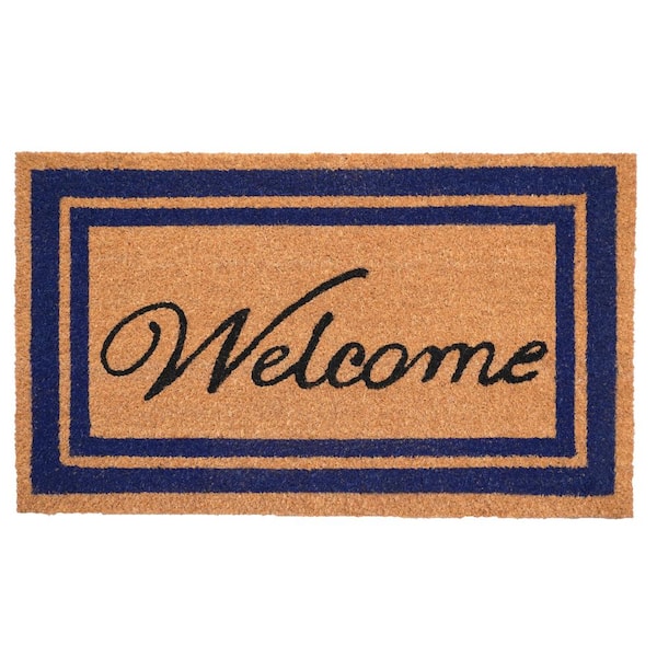 Calloway Mills Dark Blue Border Welcome Doormat 24" x 36"