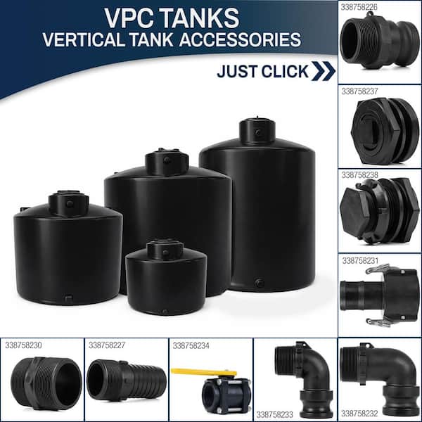 VPC 550 Gal. Black Polyethylene Vertical Water Storage Tank 85